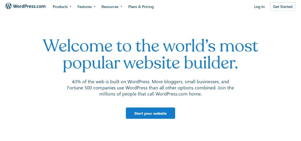 WordPress.com homepage screenshot